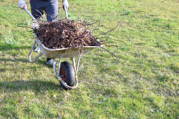 man doing spring yard cleanup in Surfside Beach